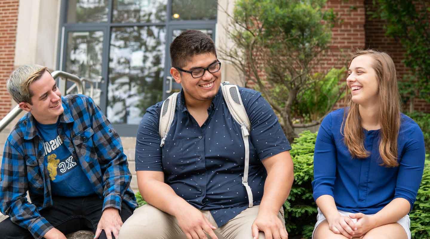 students laughing outside